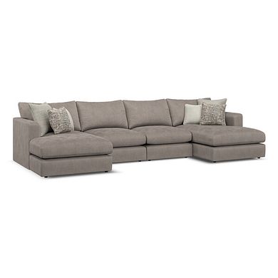 Elston Modular 4 Seater U-Shape Chaise Sofa in Penny Clay Fabric - Group 17