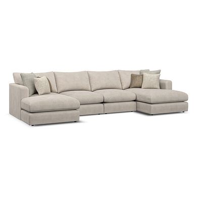 Elston Modular 4 Seater U-Shape Chaise Sofa in Penny Dove Fabric - Group 17