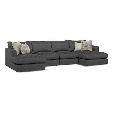 Elston Modular 4 Seater U-Shape Chaise Sofa in Penny Whisp Fabric - Group 17