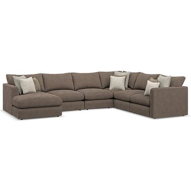 Elston Modular 6 Seater Left Hand Corner Sofa with Chaise in Penny Burrow Fabric - Group 18