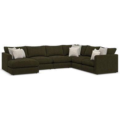 Elston Modular 6 Seater Left Hand Corner Sofa with Chaise in Penny Forest Fabric - Group 18