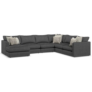 Elston Modular 6 Seater Left Hand Corner Sofa with Chaise in Penny Whisp Fabric - Group 18