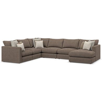 Elston Modular 6 Seater Right Hand Corner Sofa with Chaise in Penny Burrow Fabric - Group 19