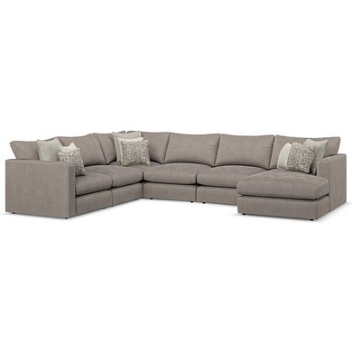 Elston Modular 6 Seater Right Hand Corner Sofa with Chaise in Penny Clay Fabric - Group 19