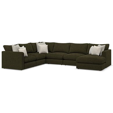 Elston Modular 6 Seater Right Hand Corner Sofa with Chaise in Penny Forest Fabric - Group 19