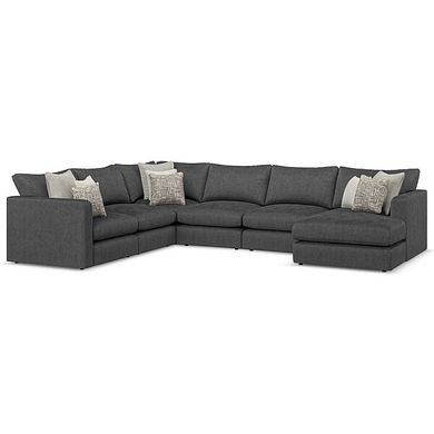Elston Modular 6 Seater Right Hand Corner Sofa with Chaise in Penny Whisp Fabric - Group 19