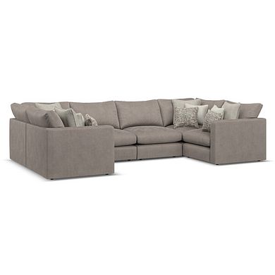 Elston Small U-Shape Modular Corner Sofa in Penny Clay Fabric - Group 10
