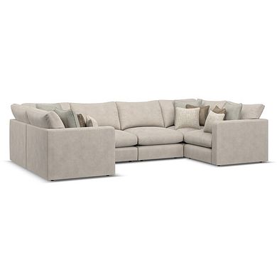 Elston Small U-Shape Modular Corner Sofa in Penny Dove Fabric - Group 10