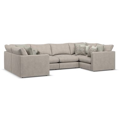 Elston Small U-Shape Modular Corner Sofa in Penny Mid Grey Fabric - Group 10
