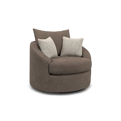 Elston Swivel Cuddler Chair in Penny Burrow Fabric