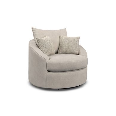 Elston Swivel Cuddler Chair in Penny Dove Fabric