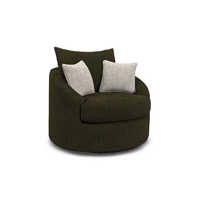 Elston Swivel Cuddler Chair in Penny Forest Fabric