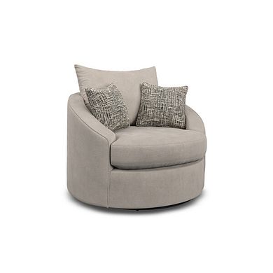 Elston Swivel Cuddler Chair in Penny Mid Grey Fabric
