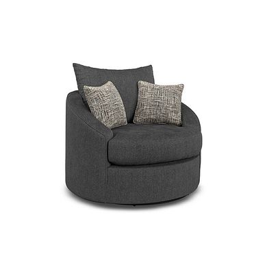Elston Swivel Cuddler Chair in Penny Whisp Fabric