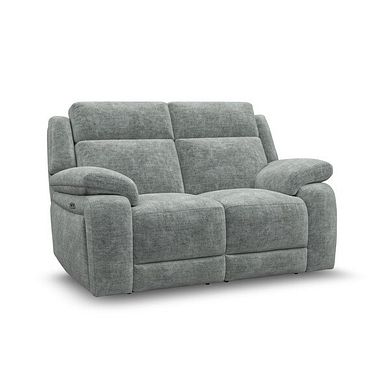 Emerson 2 Seater Electric Recliner Sofa in Plush Silver Fabric
