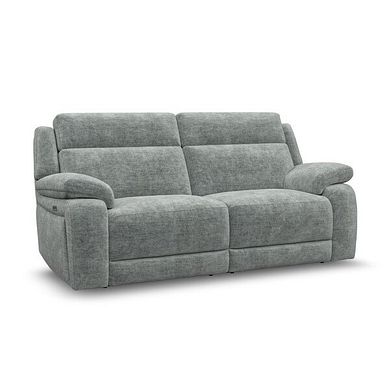 Emerson 3 Seater Electric Recliner Sofa in Plush Silver Fabric