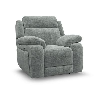 Emerson Electric Recliner Armchair in Plush Silver Fabric