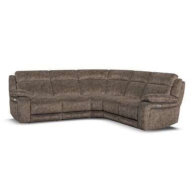 Emerson Large Corner Electric Recliner Sofa in Dapple Chocolate Fabric
