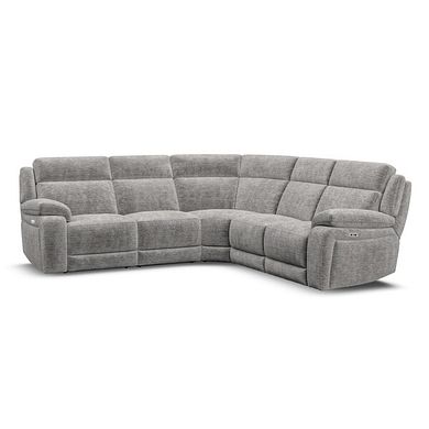 Emerson Large Corner Electric Recliner Sofa in Luxe Grey Fabric