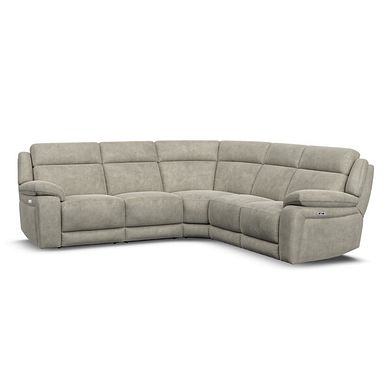 Emerson Large Corner Electric Recliner Sofa in Miller Taupe Fabric