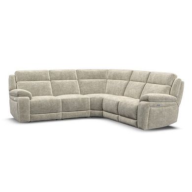 Emerson Large Corner Electric Recliner Sofa in Plush Beige Fabric