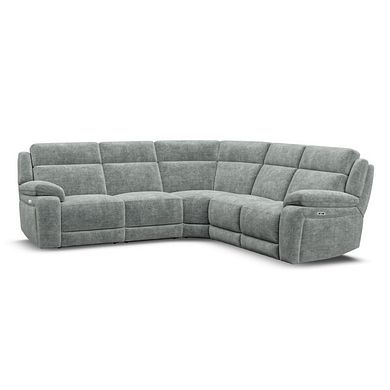 Emerson Large Corner Electric Recliner Sofa in Plush Silver Fabric