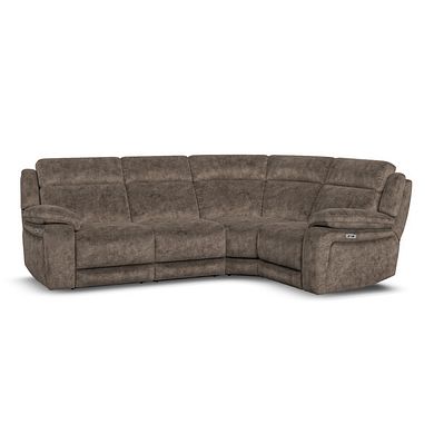Emerson Left Hand Corner Electric Recliner Sofa in Dapple Chocolate Fabric