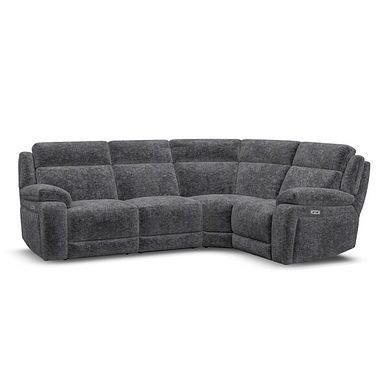 Emerson Left Hand Corner Electric Recliner Sofa in Luxe Charcoal Fabric