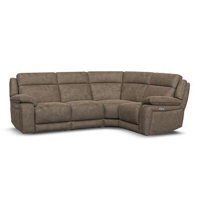 Emerson Left Hand Corner Electric Recliner Sofa in Miller Earth Brown Fabric