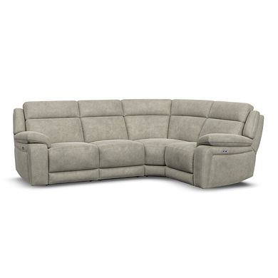 Emerson Left Hand Corner Electric Recliner Sofa in Miller Taupe Fabric