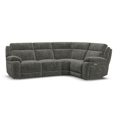 Emerson Left Hand Corner Electric Recliner Sofa in Plush Charcoal Fabric