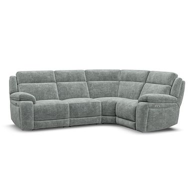 Emerson Left Hand Corner Electric Recliner Sofa in Plush Silver Fabric