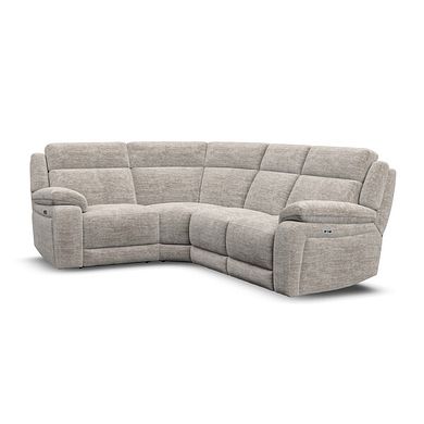 Emerson Right Hand Corner Electric Recliner Sofa in Luxe Natural Fabric