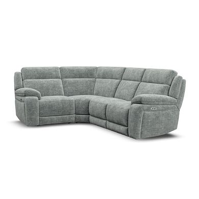 Emerson Right Hand Corner Electric Recliner Sofa in Plush Silver Fabric