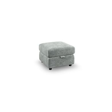 Emerson Storage Footstool in Plush Silver Fabric