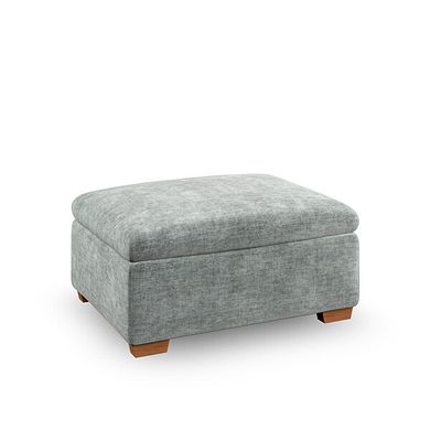 Emerson Storage Footstool in Plush Silver Fabric