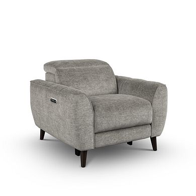 Emilia Electric Recliner Armchair with Power Ratchet Headrest in Montreal Grey Fabric