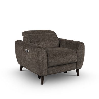 Emilia Electric Recliner Armchair with Power Ratchet Headrest in Montreal Mole Fabric