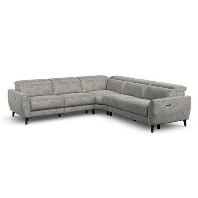 Emilia Large Corner Electric Recliner Sofa with Power Ratchet Headrests in Montreal Grey Fabric