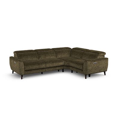 Emilia Left Hand Corner Electric Recliner Sofa with Power Ratchet Headrests in Montreal Olive Fabric