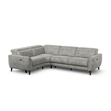 Emilia Right Hand Corner Electric Recliner Sofa with Power Ratchet Headrests in Montreal Grey Fabric