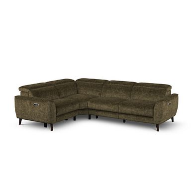 Emilia Right Hand Corner Electric Recliner Sofa with Power Ratchet Headrests in Montreal Olive Fabric