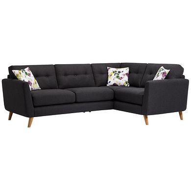 Evie Left Hand Corner Sofa in Charcoal Fabric
