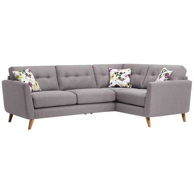 Evie Left Hand Corner Sofa in Silver Fabric