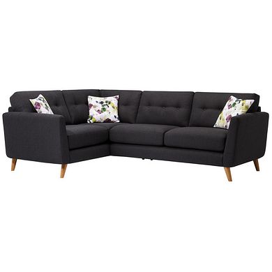 Evie Right Hand Corner Sofa in Charcoal Fabric