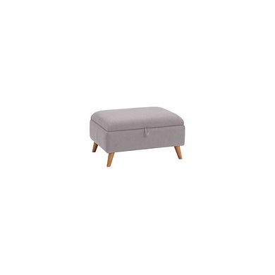 Evie Storage Footstool in Plain Silver Fabric