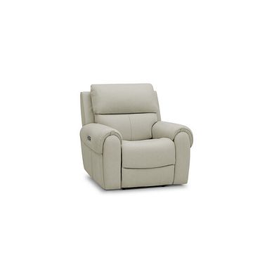 Ezra Electric Recliner Armchair in Bone China Leather