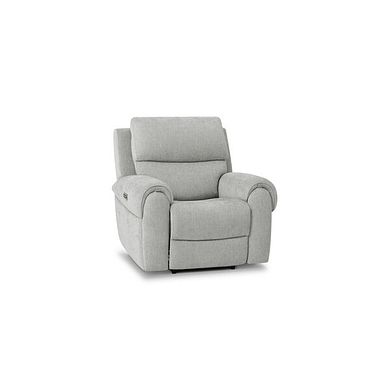 Ezra Electric Recliner Armchair with Power Headrest & Lumbar Support in Darwin Silver Fabric