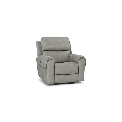 Ezra Electric Recliner Armchair with Power Headrest & Lumbar Support in Dexter Stone Fabric