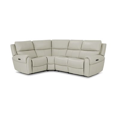 Ezra Group 2 Electric Recliner - Right Hand in Bone China Leather